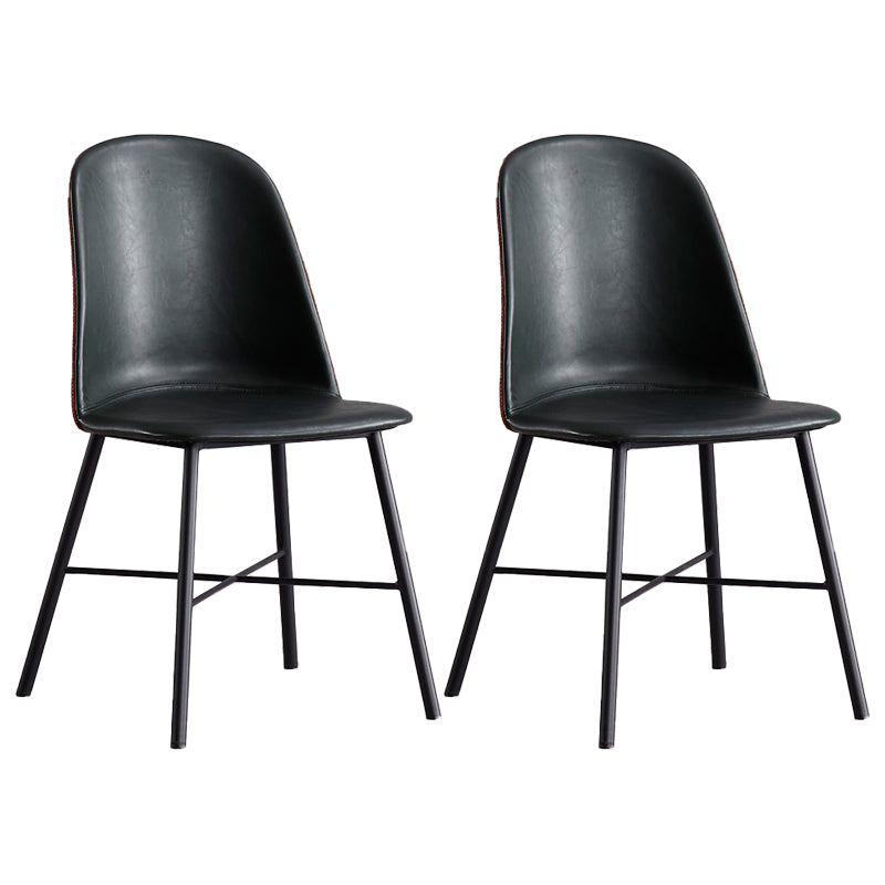 Sillas de comedor modernas sin brazos, respaldo sólido, silla lateral de comedor con patas negras (juego de 2)