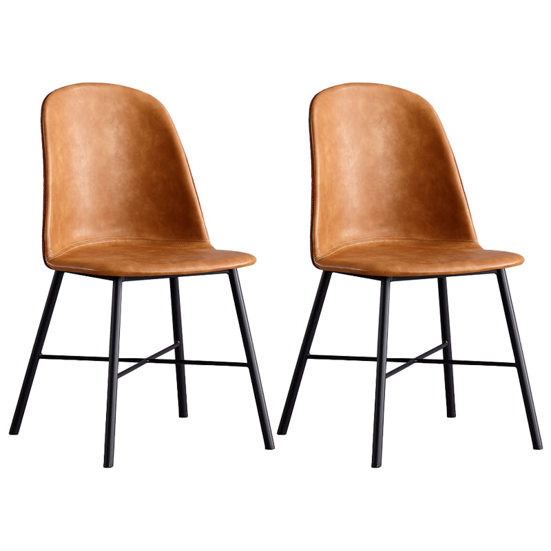 Sillas de comedor modernas sin brazos, respaldo sólido, silla lateral de comedor con patas negras (juego de 2)