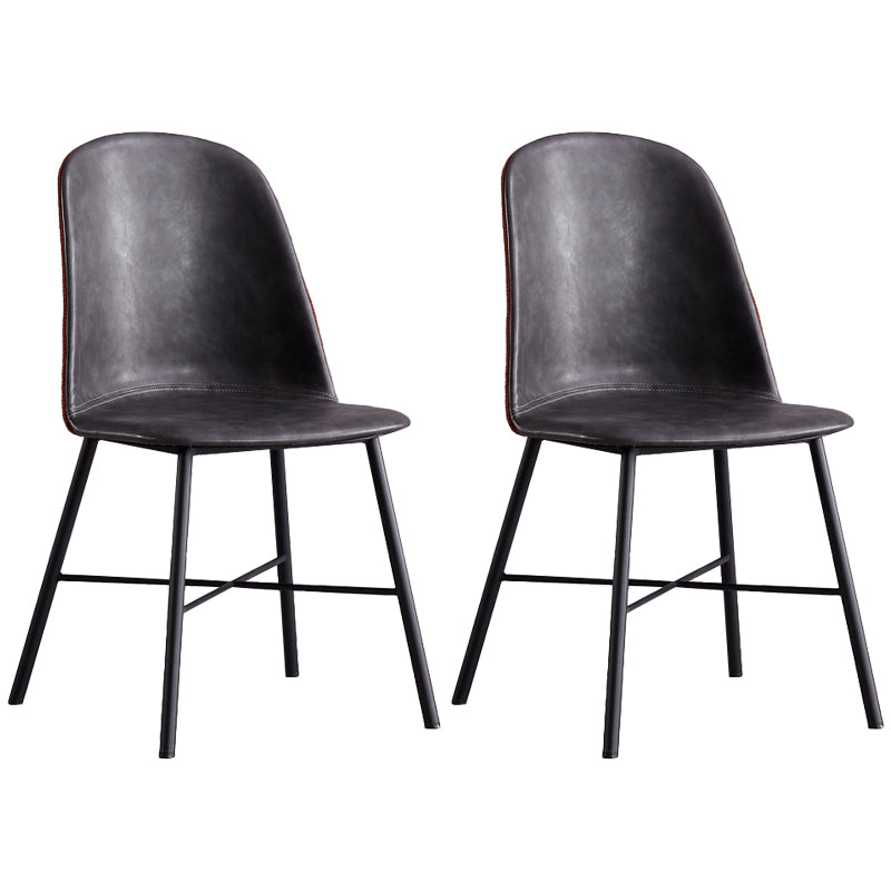 Sillas de comedor modernas sin brazos, respaldo sólido, silla lateral de comedor con patas negras (juego de 2)