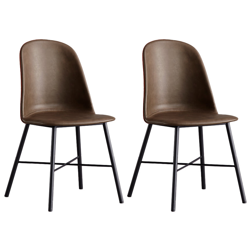 Sillas de comedor modernas sin brazos, respaldo sólido, silla lateral de comedor con patas negras (juego de 2)