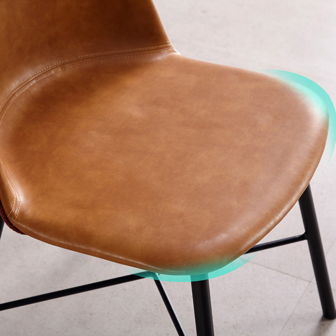 Sillas de comedor modernas sin brazos, respaldo sólido, silla lateral de comedor con patas negras (juego de 2)