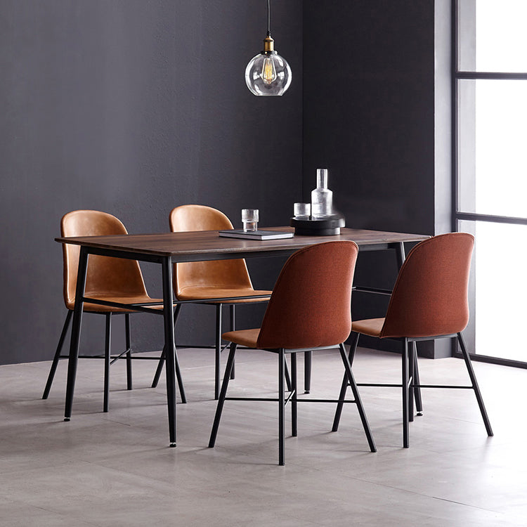Sillas de comedor modernas sin brazos, respaldo sólido, silla lateral de comedor con patas negras (juego de 2)