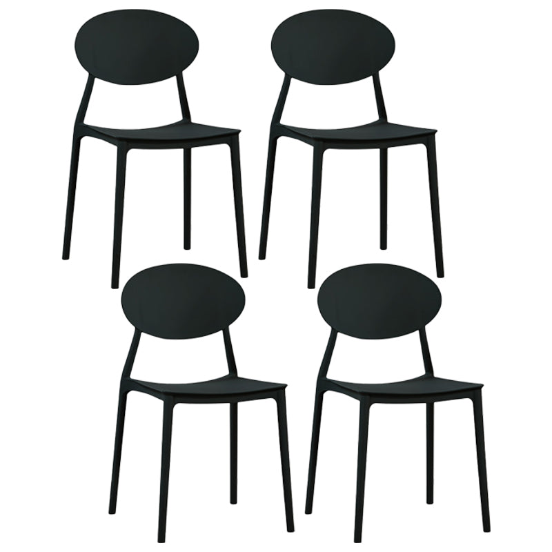 Plastic Stackable Dining Side Chair Open Back Armless Dining Chairs (Set of 4)