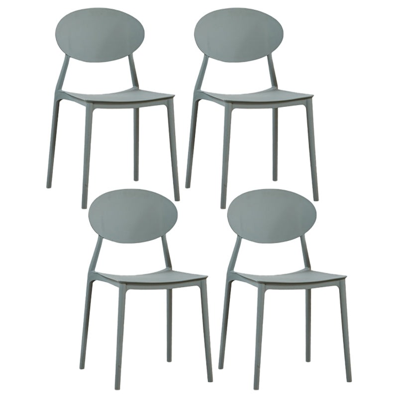 Plastic Stackable Dining Side Chair Open Back Armless Dining Chairs (Set of 4)