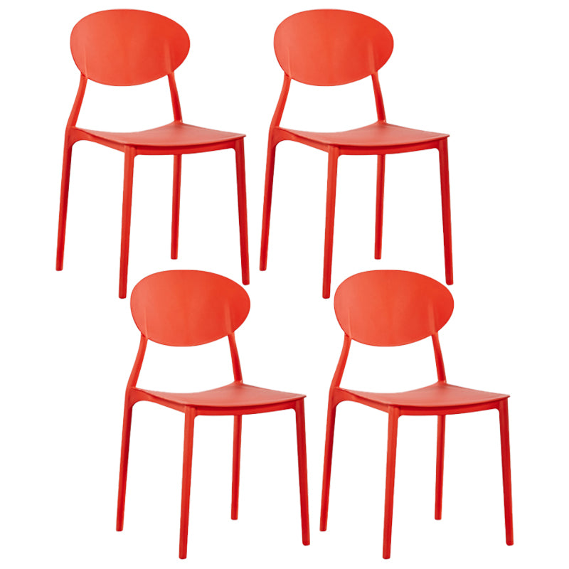 Plastic Stackable Dining Side Chair Open Back Armless Dining Chairs (Set of 4)