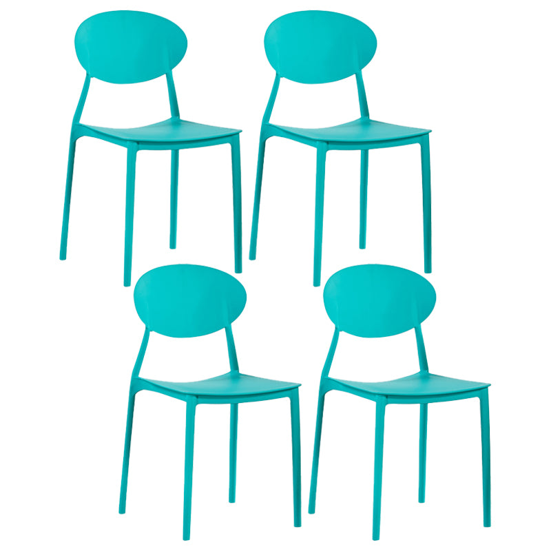 Plastic Stackable Dining Side Chair Open Back Armless Dining Chairs (Set of 4)