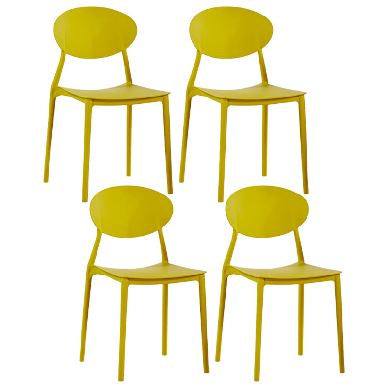 Plastic Stackable Dining Side Chair Open Back Armless Dining Chairs (Set of 4)