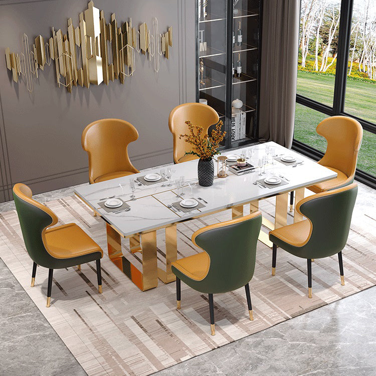 Sillas con respaldo de estilo escandinavo, sillas sin brazos de comedor de cuero para el hogar