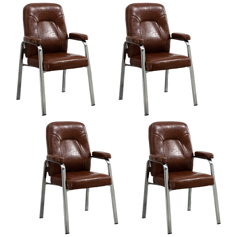 Sillas de comedor de cuero de estilo moderno Sillas laterales de comedor con brazo trasero sólido