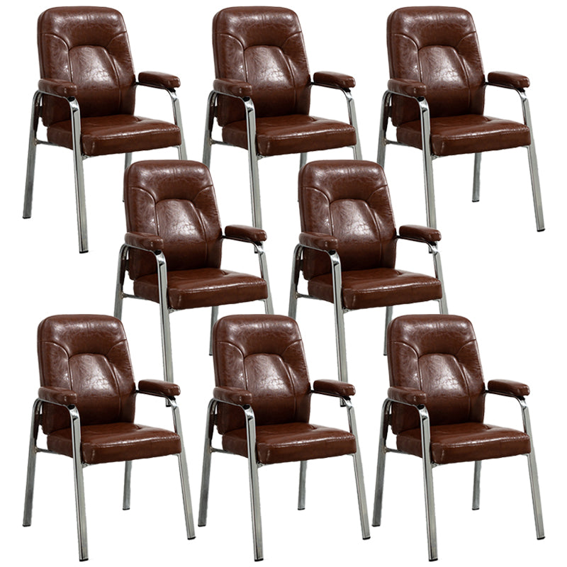 Sillas de comedor de cuero de estilo moderno Sillas laterales de comedor con brazo trasero sólido