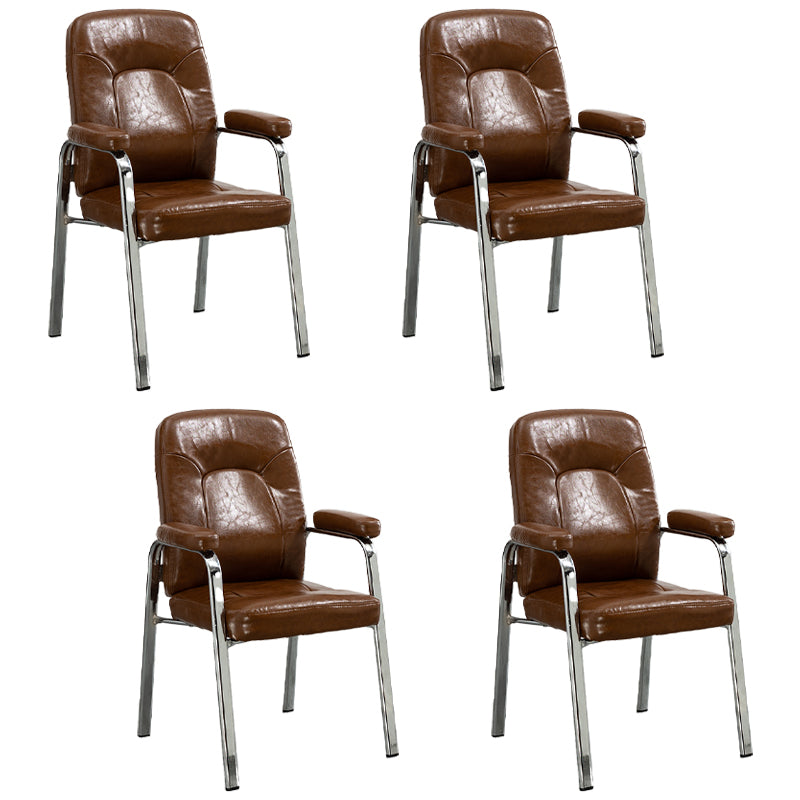 Sillas de comedor de cuero de estilo moderno Sillas laterales de comedor con brazo trasero sólido