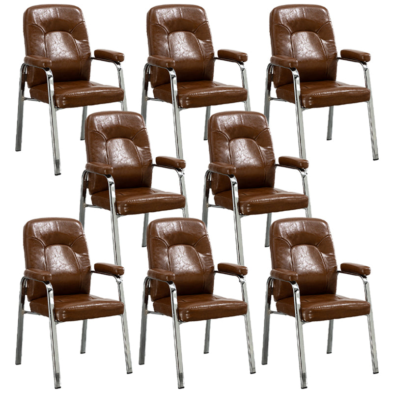 Sillas de comedor de cuero de estilo moderno Sillas laterales de comedor con brazo trasero sólido