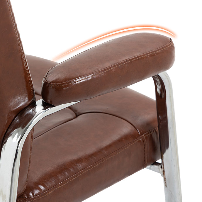 Sillas de comedor de cuero de estilo moderno Sillas laterales de comedor con brazo trasero sólido