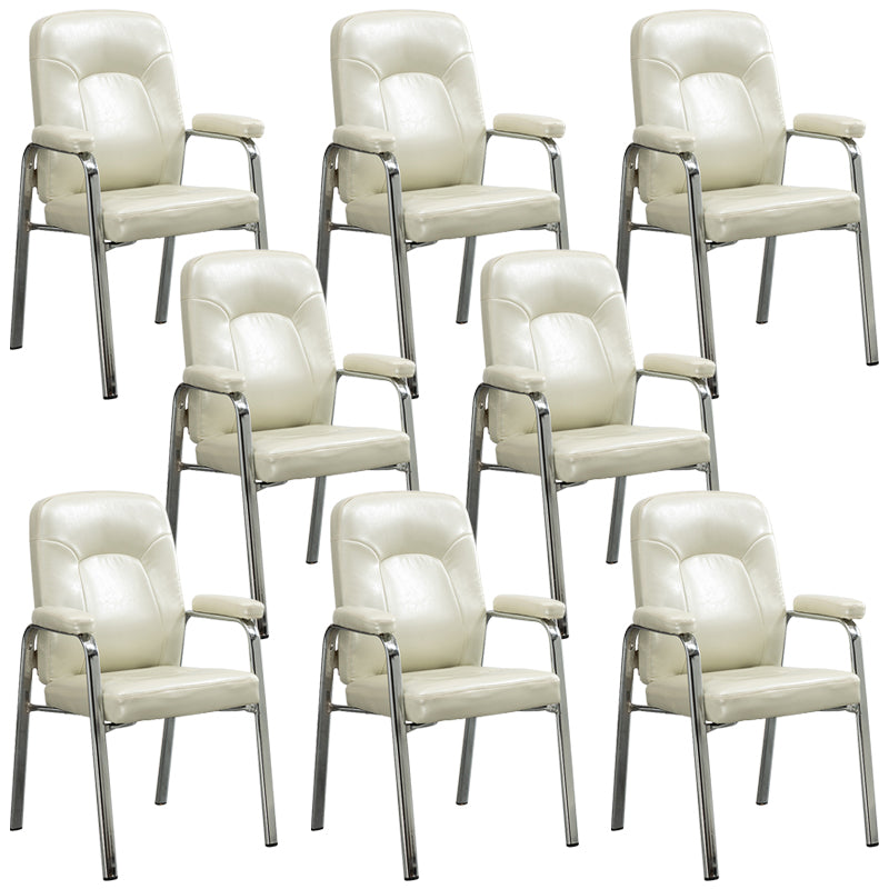 Sillas de comedor de cuero de estilo moderno Sillas laterales de comedor con brazo trasero sólido