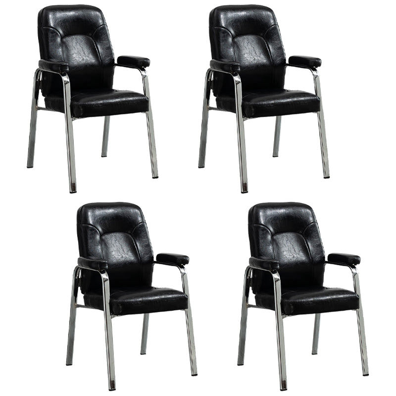 Sillas de comedor de cuero de estilo moderno Sillas laterales de comedor con brazo trasero sólido