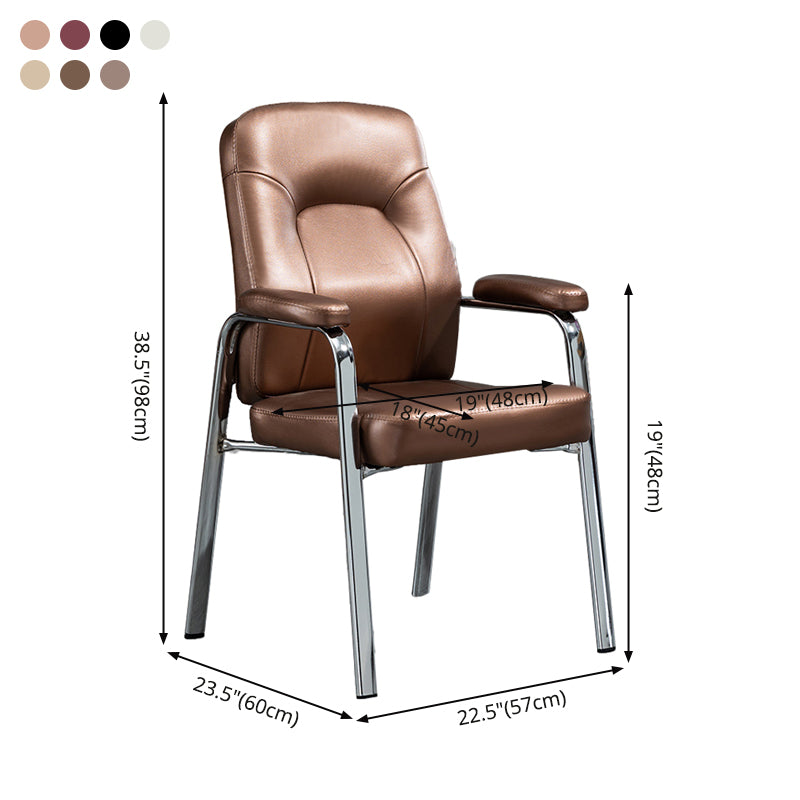 Sillas de comedor de cuero de estilo moderno Sillas laterales de comedor con brazo trasero sólido