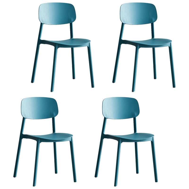 Scandinavian Stackable Armless Dining Chairs Plastic Open Back Side Chair (Set of 4)
