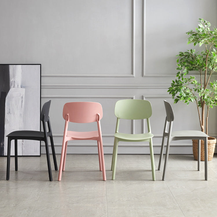 Scandinavian Stackable Armless Dining Chairs Plastic Open Back Side Chair (Set of 4)