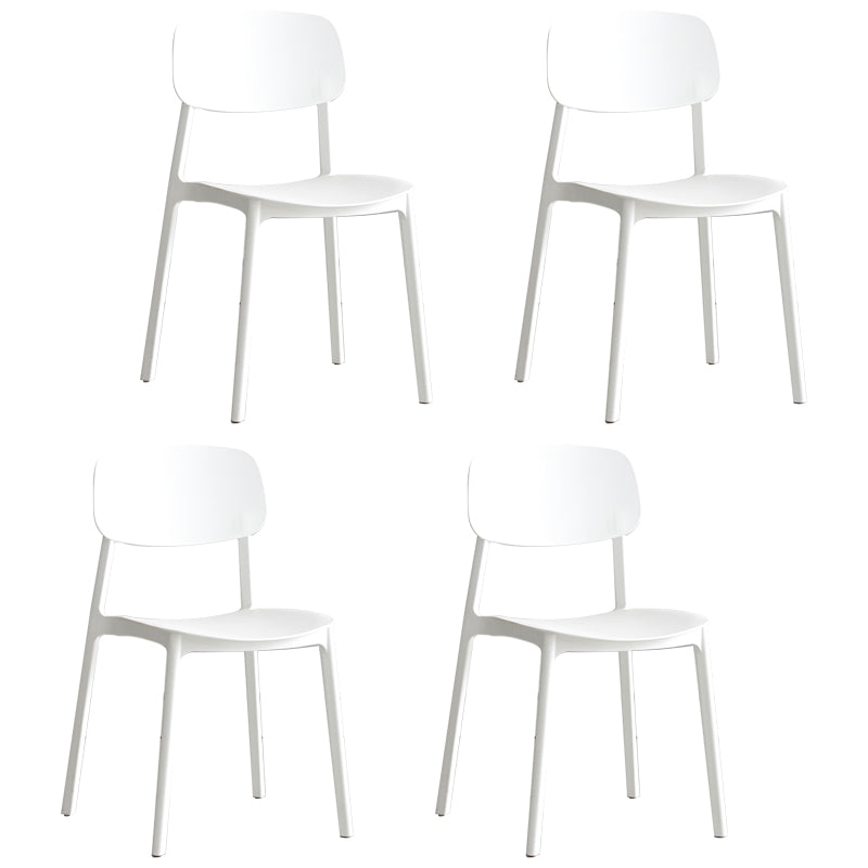 Scandinavian Stackable Armless Dining Chairs Plastic Open Back Side Chair (Set of 4)