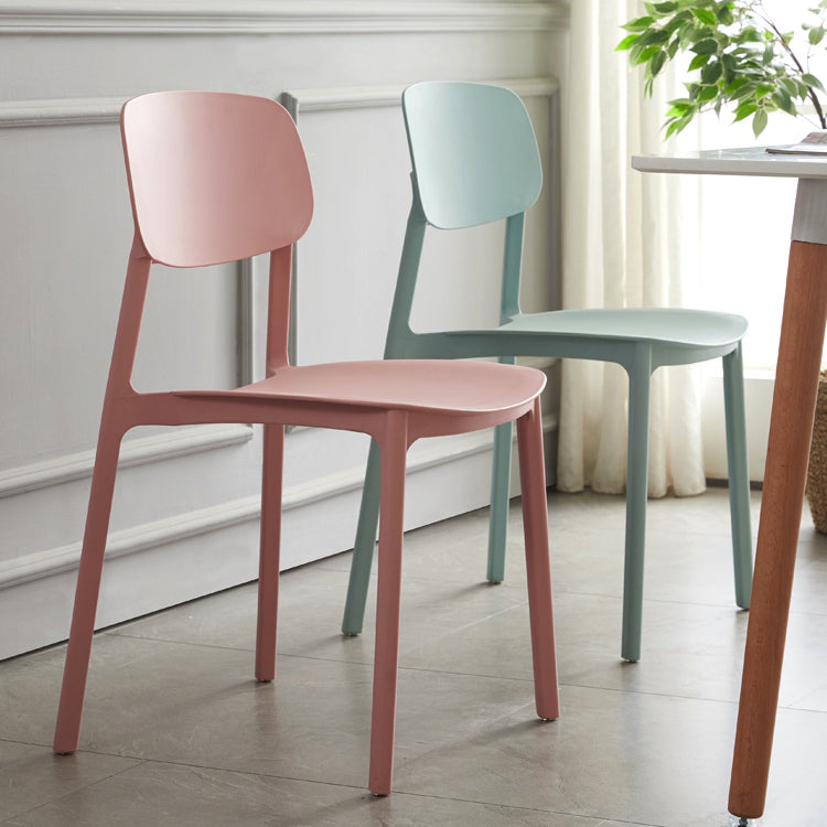 Scandinavian Stackable Armless Dining Chairs Plastic Open Back Side Chair (Set of 4)
