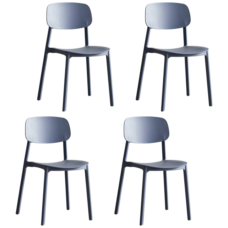 Scandinavian Stackable Armless Dining Chairs Plastic Open Back Side Chair (Set of 4)