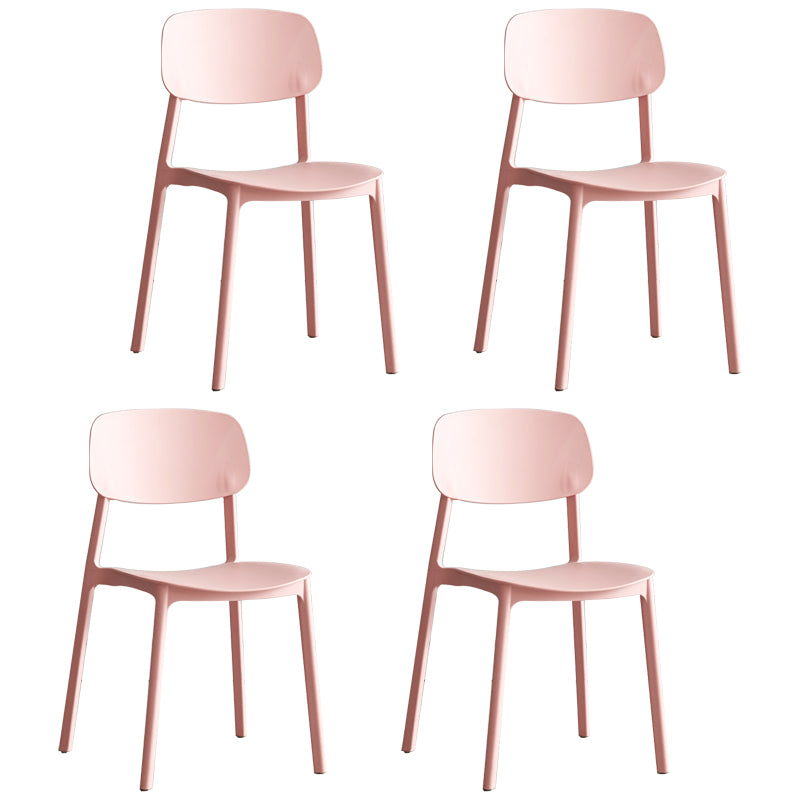 Scandinavian Stackable Armless Dining Chairs Plastic Open Back Side Chair (Set of 4)