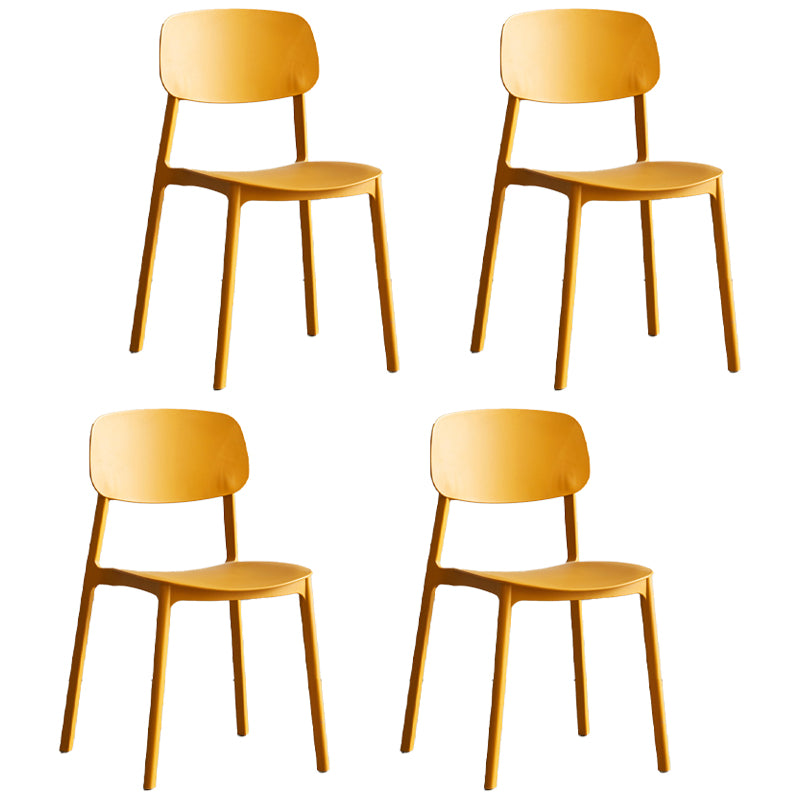 Scandinavian Stackable Armless Dining Chairs Plastic Open Back Side Chair (Set of 4)