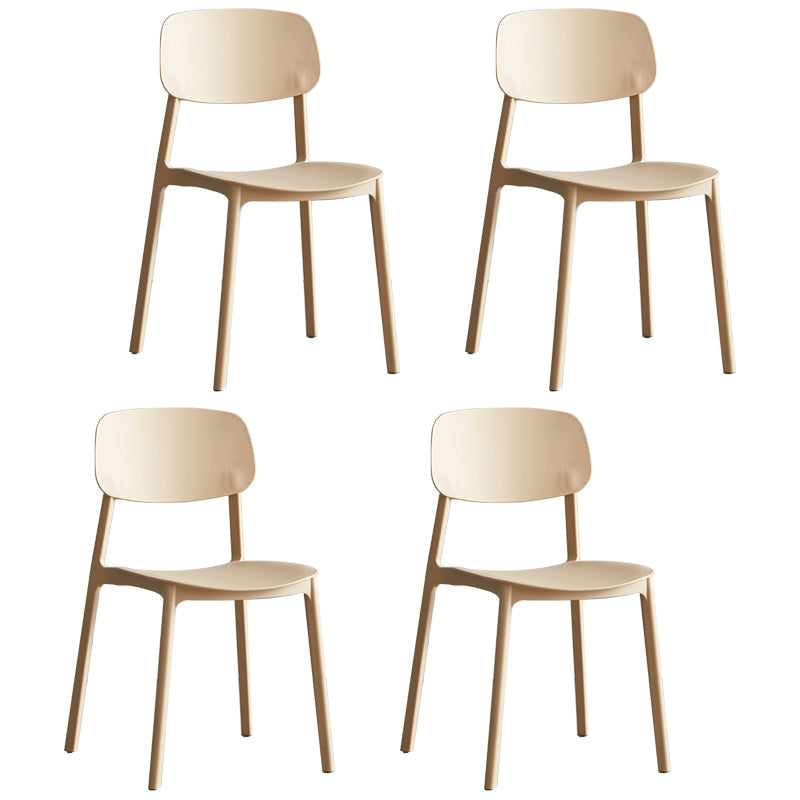 Scandinavian Stackable Armless Dining Chairs Plastic Open Back Side Chair (Set of 4)