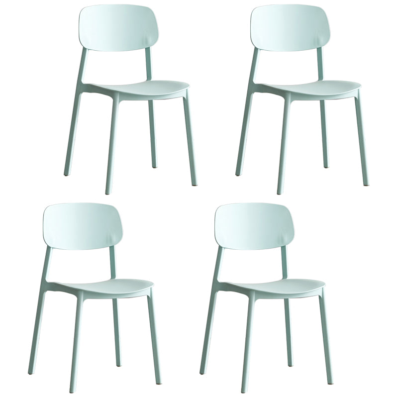 Scandinavian Stackable Armless Dining Chairs Plastic Open Back Side Chair (Set of 4)