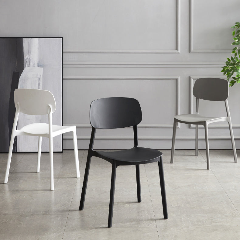 Scandinavian Stackable Armless Dining Chairs Plastic Open Back Side Chair (Set of 4)