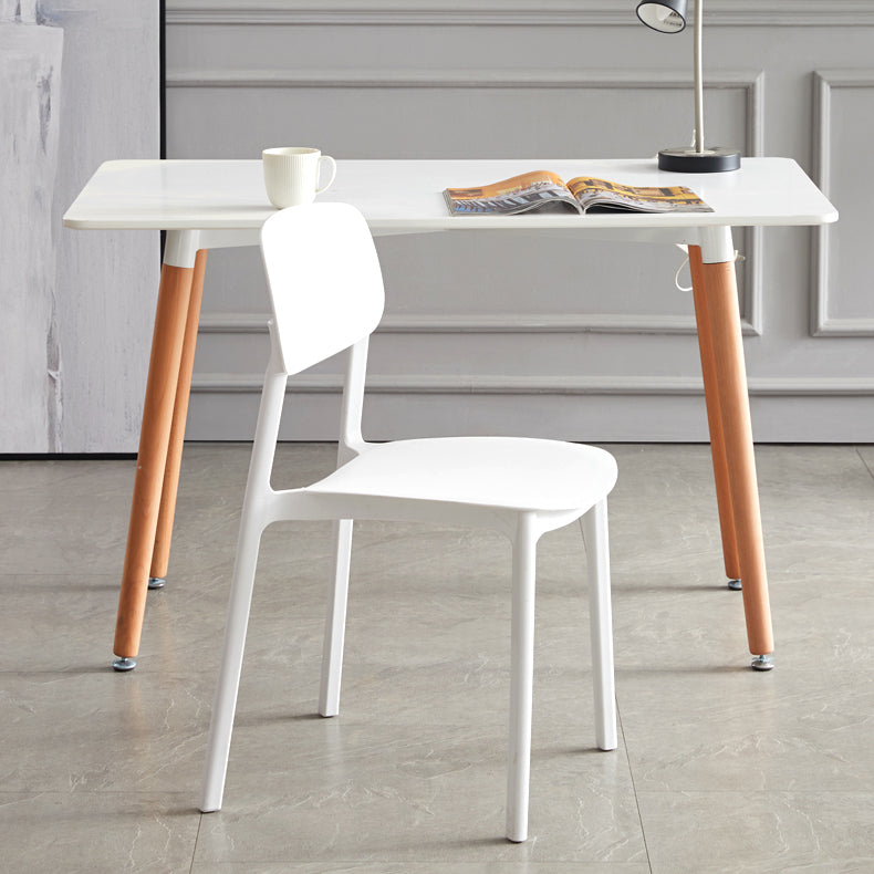 Scandinavian Stackable Armless Dining Chairs Plastic Open Back Side Chair (Set of 4)