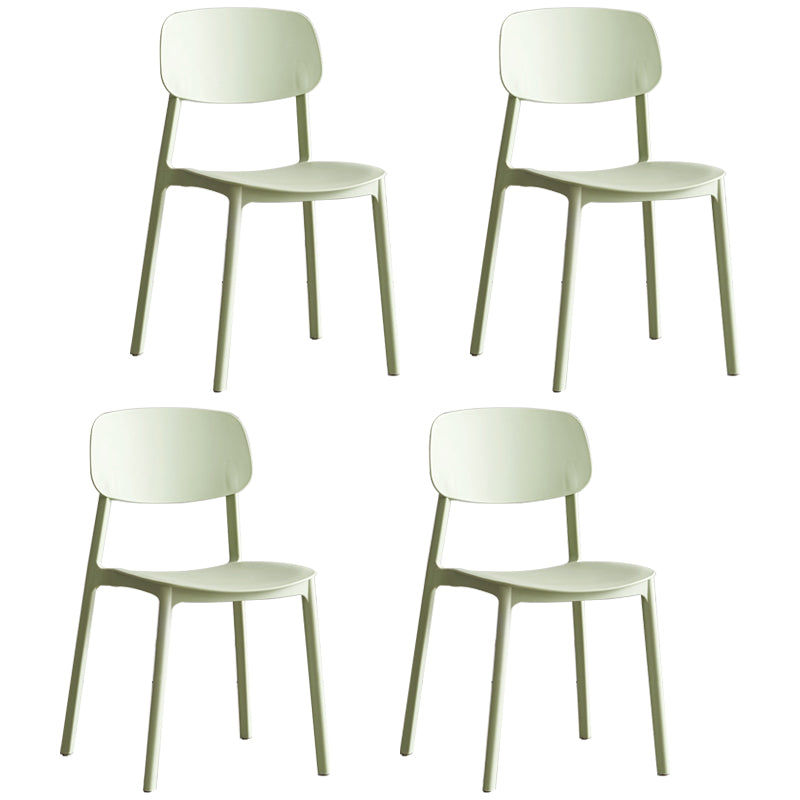 Scandinavian Stackable Armless Dining Chairs Plastic Open Back Side Chair (Set of 4)