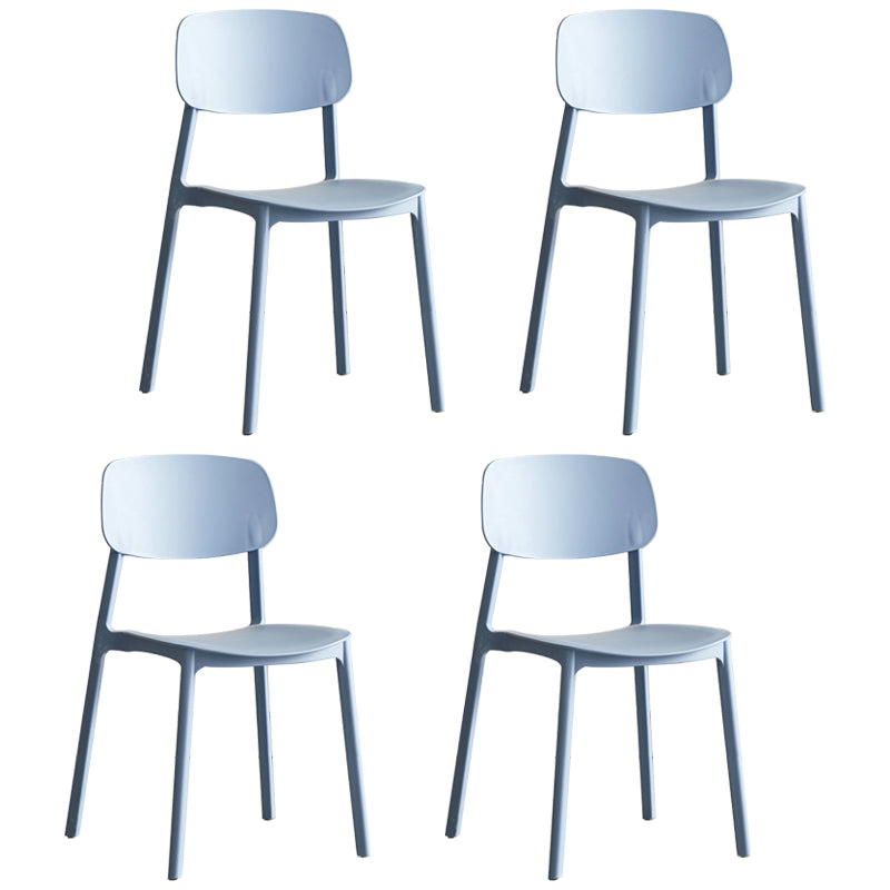 Scandinavian Stackable Armless Dining Chairs Plastic Open Back Side Chair (Set of 4)