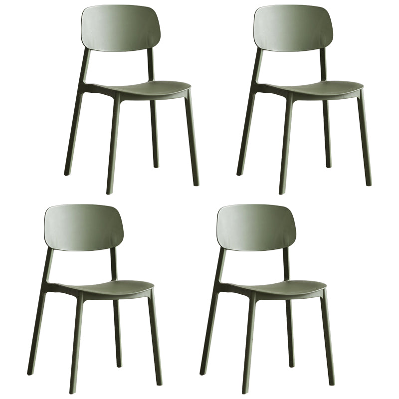 Scandinavian Stackable Armless Dining Chairs Plastic Open Back Side Chair (Set of 4)
