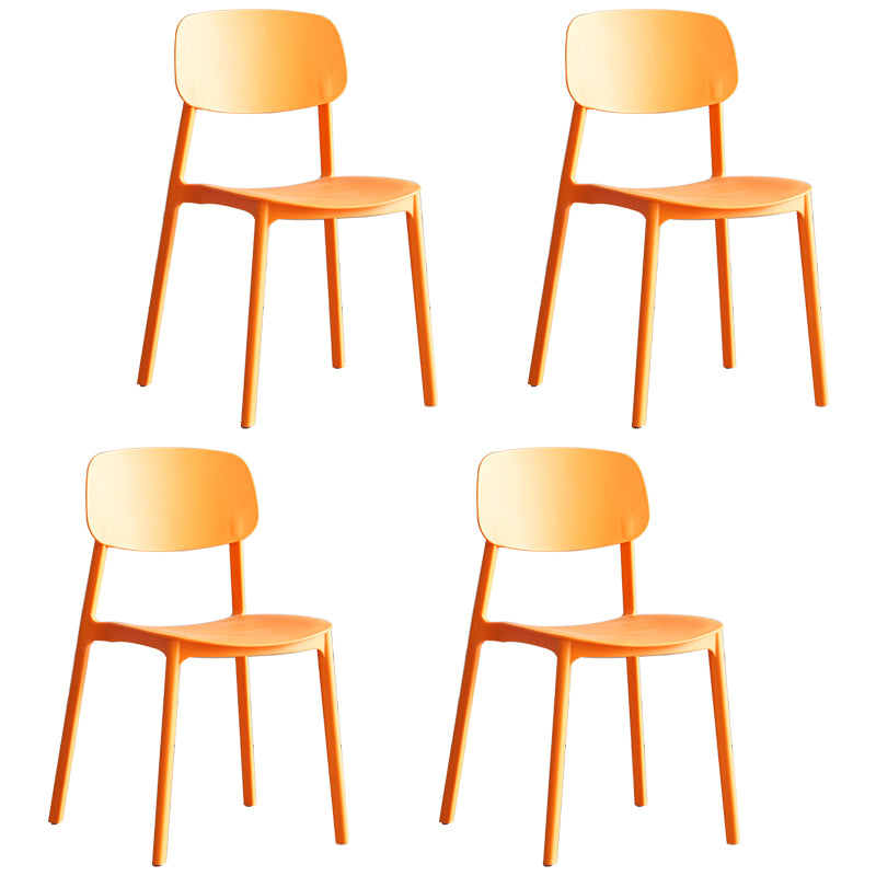 Scandinavian Stackable Armless Dining Chairs Plastic Open Back Side Chair (Set of 4)