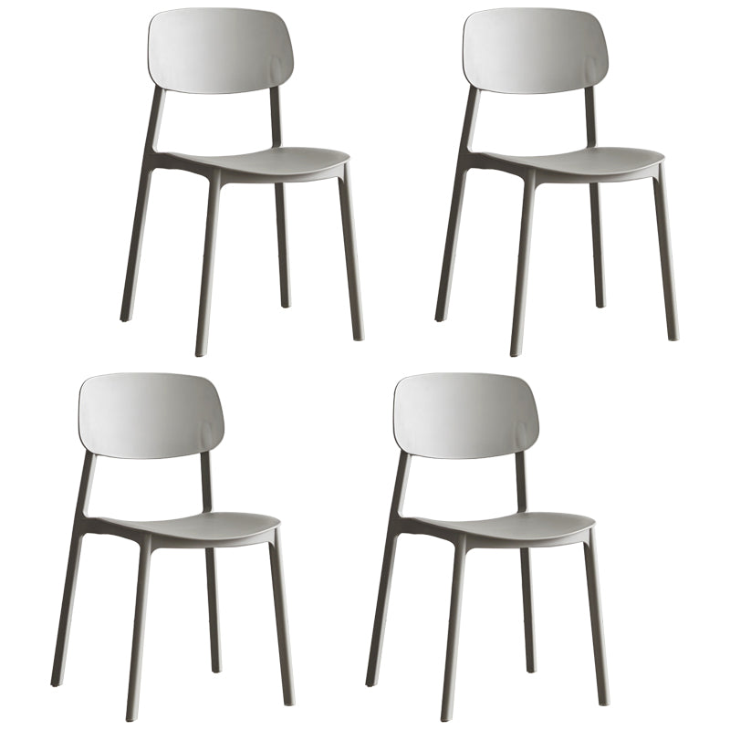 Scandinavian Stackable Armless Dining Chairs Plastic Open Back Side Chair (Set of 4)
