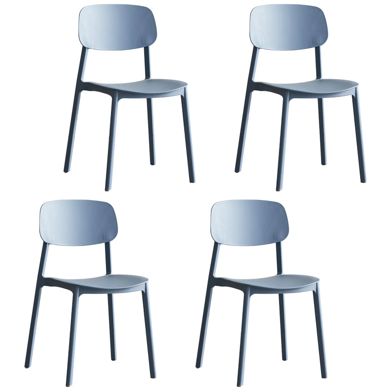 Scandinavian Stackable Armless Dining Chairs Plastic Open Back Side Chair (Set of 4)