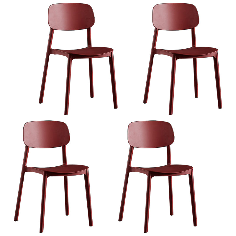 Scandinavian Stackable Armless Dining Chairs Plastic Open Back Side Chair (Set of 4)
