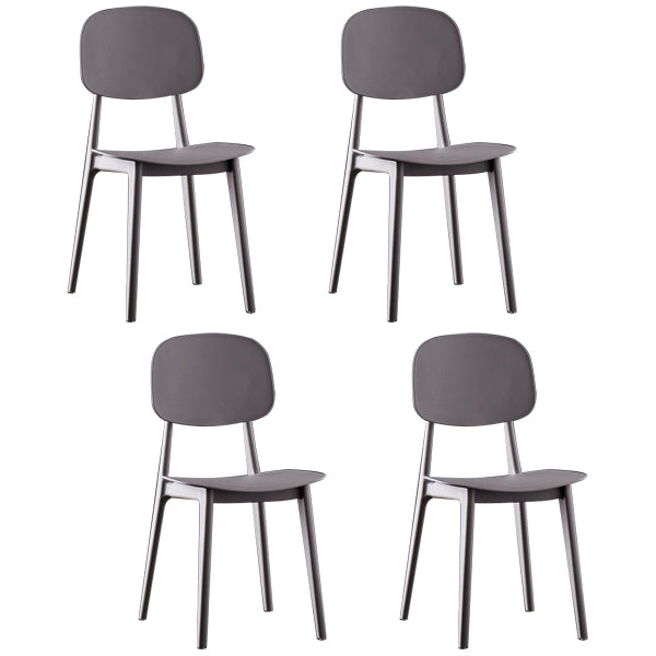 Sillas de comedor escandinavas de plástico sin brazos, silla lateral con respaldo abierto (juego de 4)