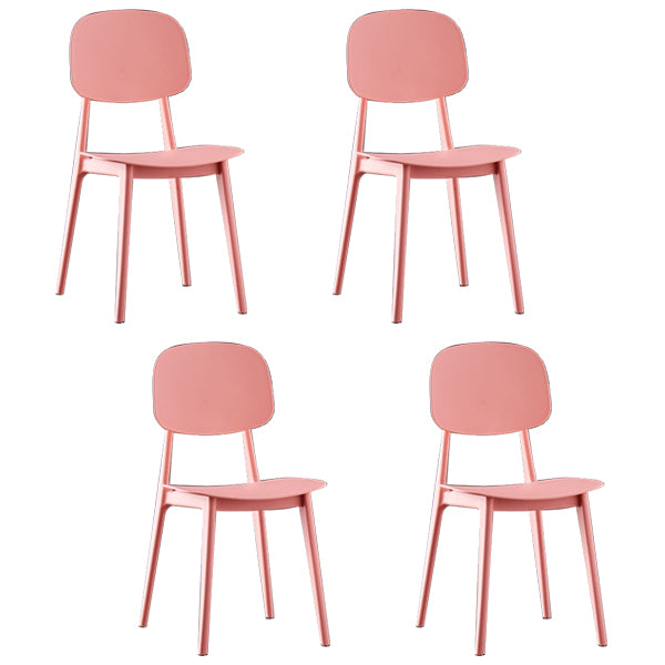 Sillas de comedor escandinavas de plástico sin brazos, silla lateral con respaldo abierto (juego de 4)
