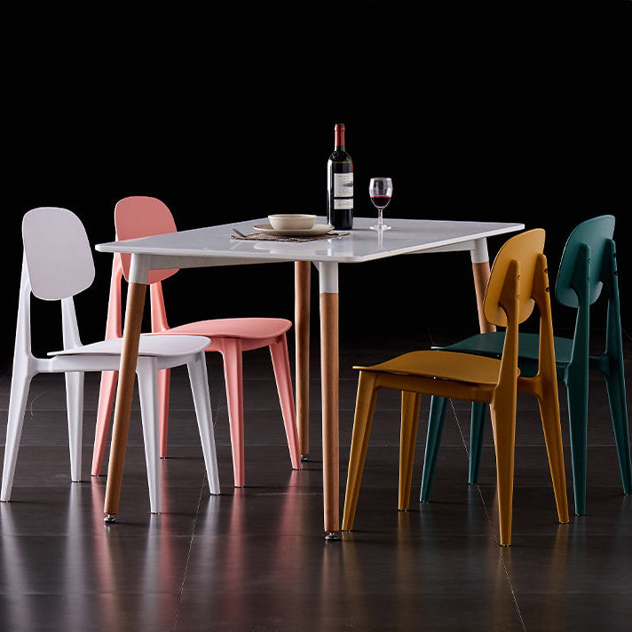 Sillas de comedor escandinavas de plástico sin brazos, silla lateral con respaldo abierto (juego de 4)
