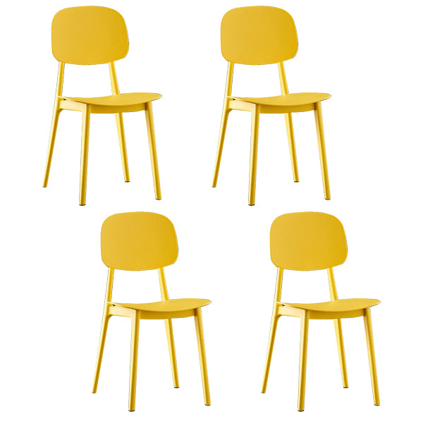 Sillas de comedor escandinavas de plástico sin brazos, silla lateral con respaldo abierto (juego de 4)