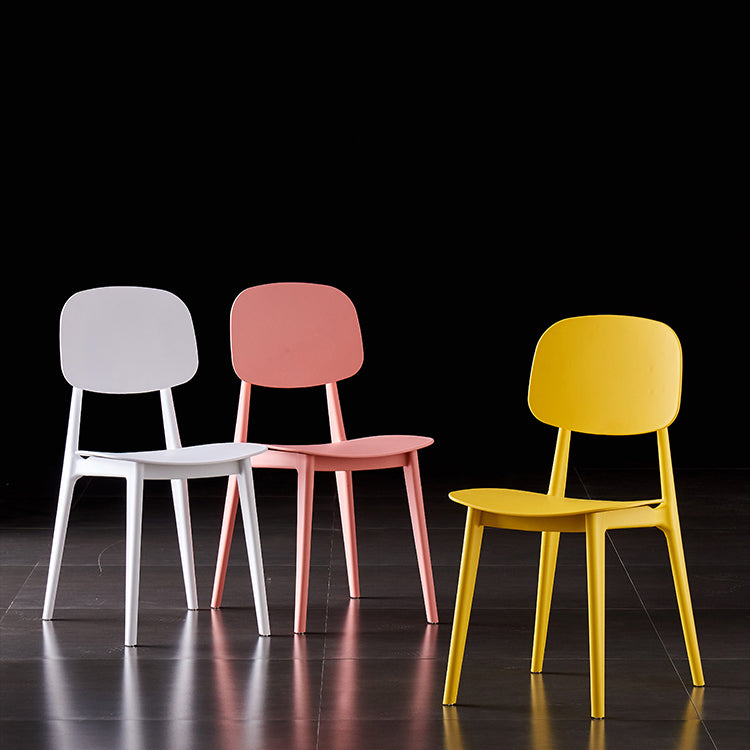 Sillas de comedor escandinavas de plástico sin brazos, silla lateral con respaldo abierto (juego de 4)