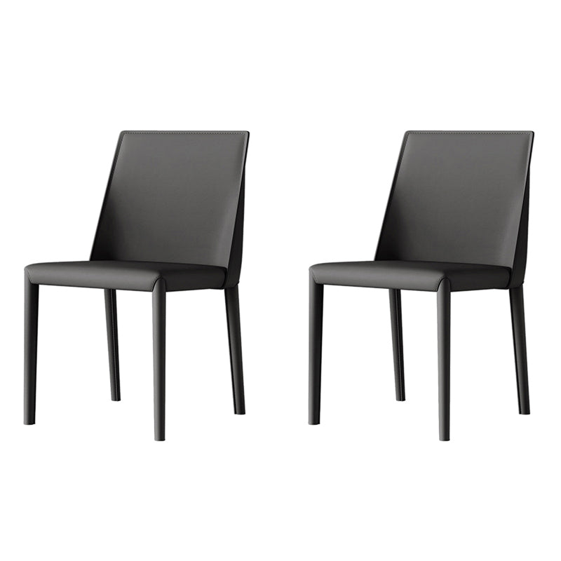 Chaises de salle à manger en cuir de style scandinave Chaises de salle à manger sans accoudoirs pour un usage domestique (Ensemble de 2)