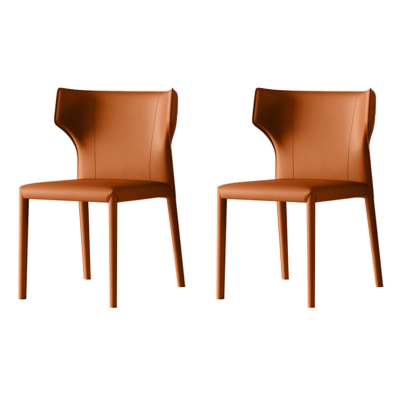 Chaises de salle à manger en cuir de style scandinave Chaises de salle à manger sans accoudoirs pour un usage domestique (Ensemble de 2)