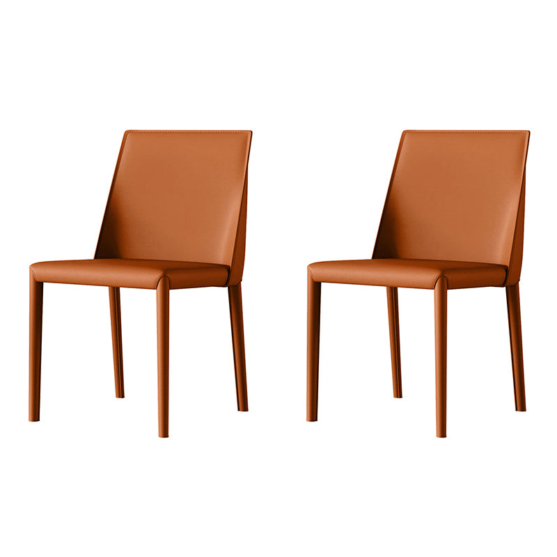 Chaises de salle à manger en cuir de style scandinave Chaises de salle à manger sans accoudoirs pour un usage domestique (Ensemble de 2)