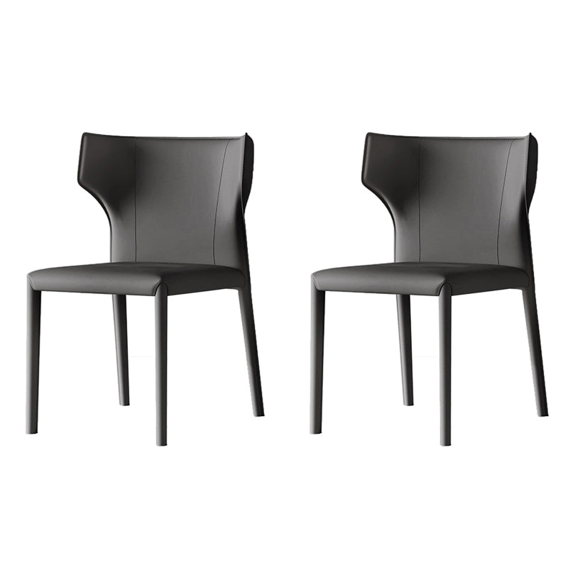 Chaises de salle à manger en cuir de style scandinave Chaises de salle à manger sans accoudoirs pour un usage domestique (Ensemble de 2)