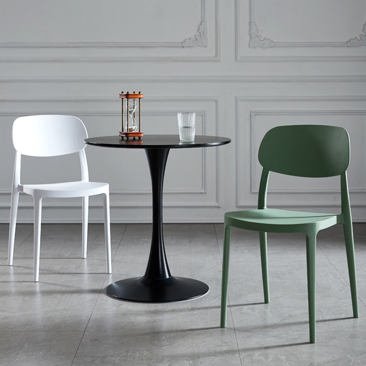 Scandinavian Plastic Armless Dining Chairs Stackable Open Back Side Chair (Set of 4)