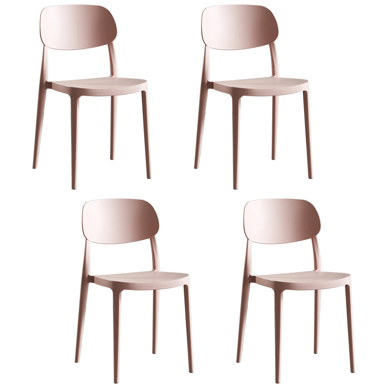 Scandinavian Plastic Armless Dining Chairs Stackable Open Back Side Chair (Set of 4)