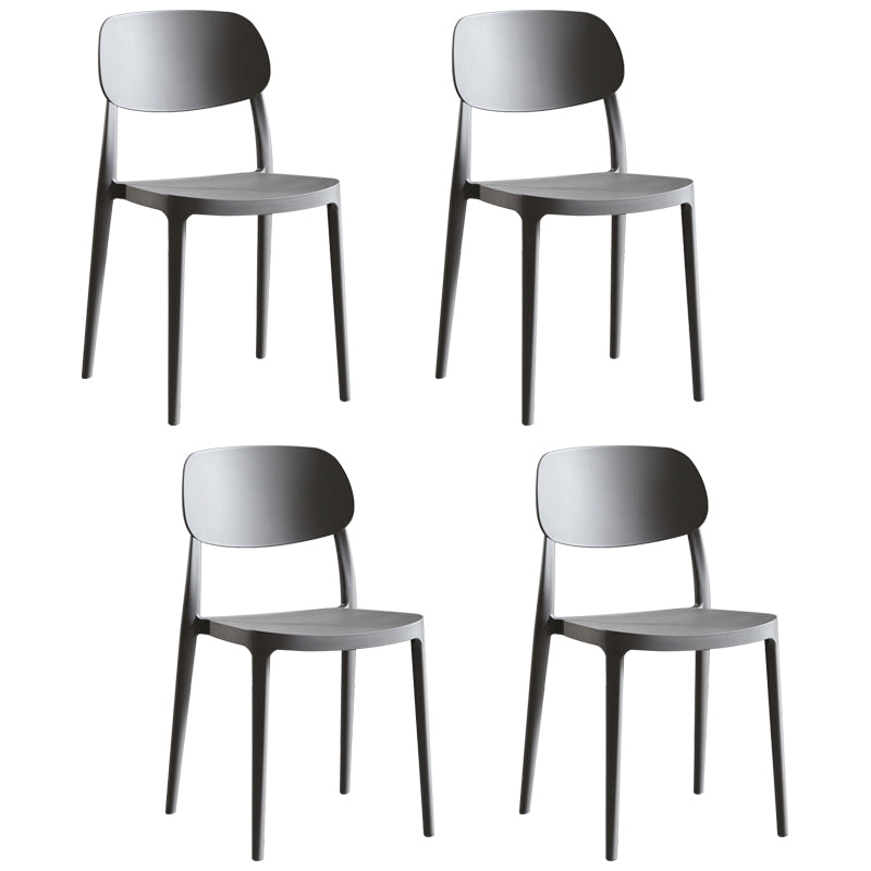 Scandinavian Plastic Armless Dining Chairs Stackable Open Back Side Chair (Set of 4)